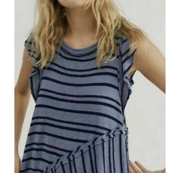 NWT Free People Between The Lines Tunic Dress in Blue Strips - Picture 2 of 6